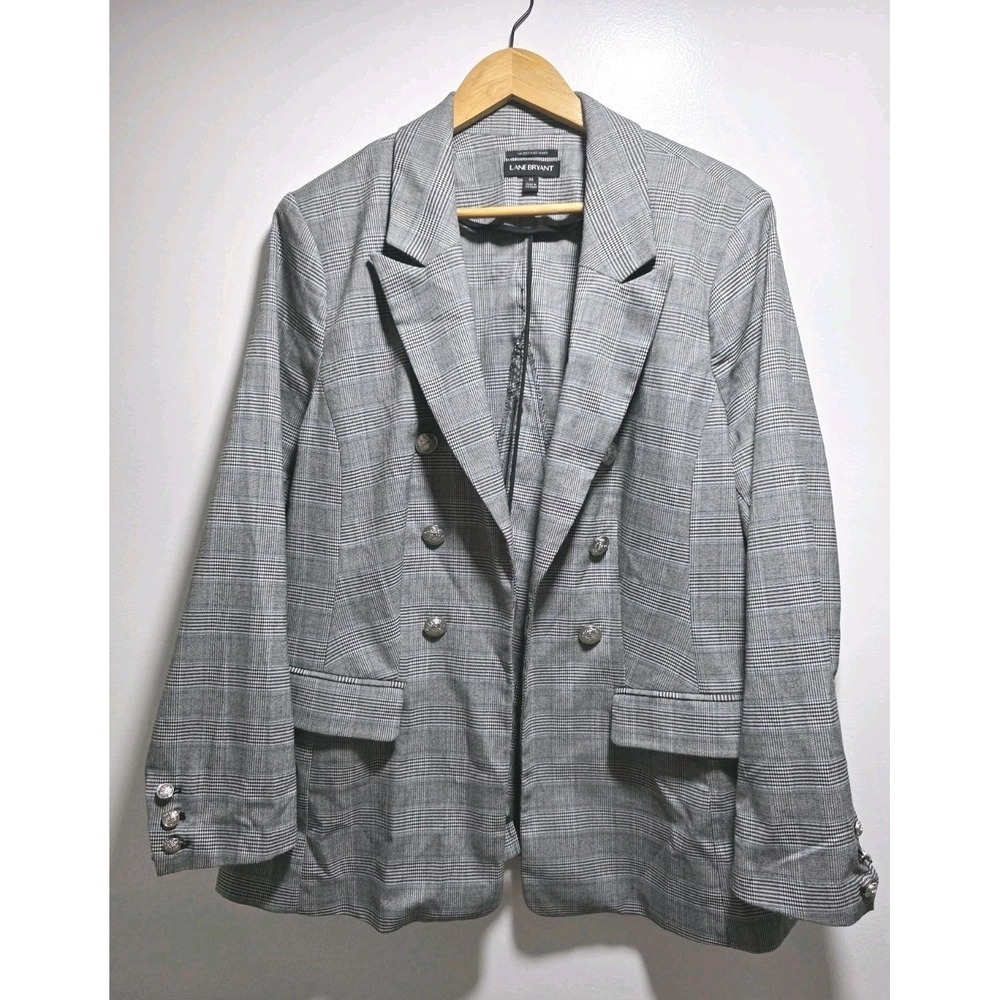 Lane Bryant Gray Plaid Double Breasted  Women's Blazer  Size 22